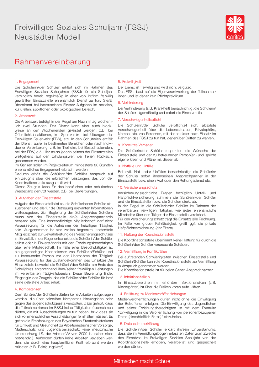 FSSJ-Vermittlungsbogen: Rahmenbedingungen